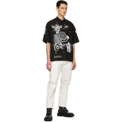Shop Givenchy Black Poplin Schematics Short Sleeve Shirt In 004 Black/w