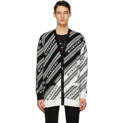 Shop Givenchy Black & White Oversized Chain Cardigan In 004 Black/w