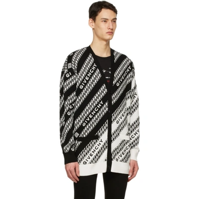 Shop Givenchy Black & White Oversized Chain Cardigan In 004 Black/w