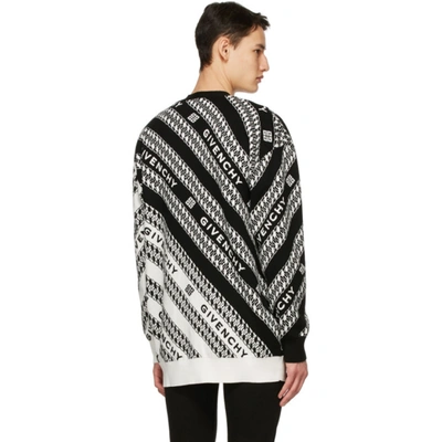 Shop Givenchy Black & White Oversized Chain Cardigan In 004 Black/w