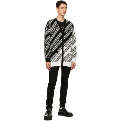 Shop Givenchy Black & White Oversized Chain Cardigan In 004 Black/w