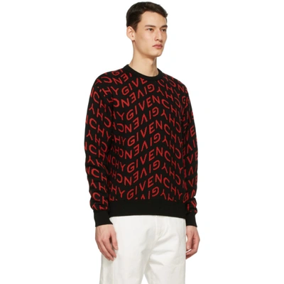 Shop Givenchy Black & Red Refracted Sweater In 009 Black/r