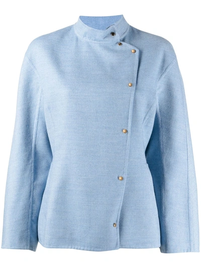 Shop Agnona Buttoned-up Cashmere Jacket In Blue