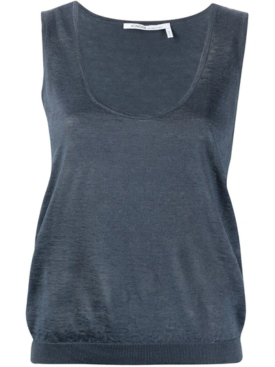 Shop Agnona Round-neck Sleeveless Tank Top In Blue