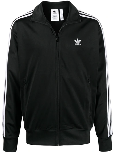 Shop Adidas Originals Recycled Embroidered-stripe Track Jacket In Black