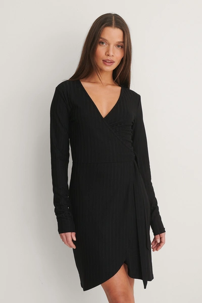 Shop Na-kd Long Sleeve Wrap Dress - Black