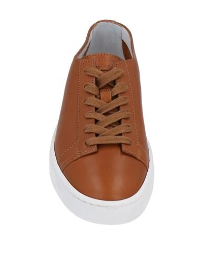Shop Santoni Man Sneakers Tan Size 8 Soft Leather In Brown