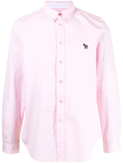 Shop Ps By Paul Smith Zebra Patch Cotton Shirt In Pink