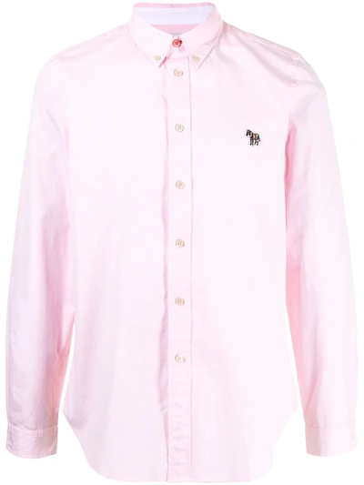 Ps By Paul Smith Ps Paul Smith Regular Fit Shirt With Button-down Collar And Embroidered Detail In Pink