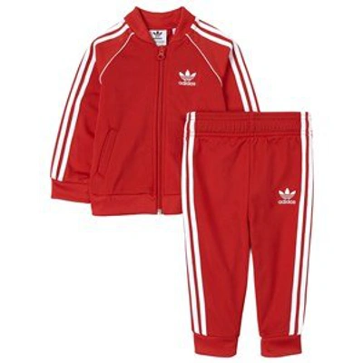 Shop Adidas Originals Red 3 Stripes Superstar Tracksuit