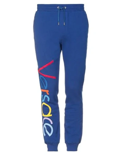 Shop Versace Pants In Blue