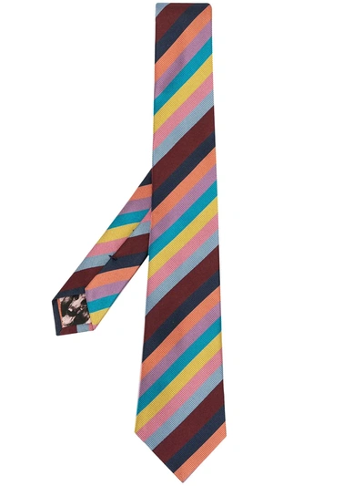 Shop Paul Smith Striped Silk Tie In Multicolour