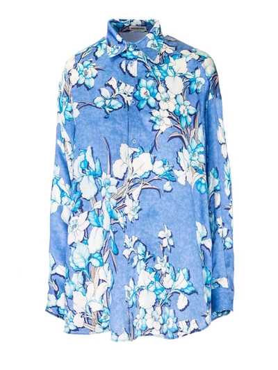 Shop Balenciaga Floral Shirt In Light Blue