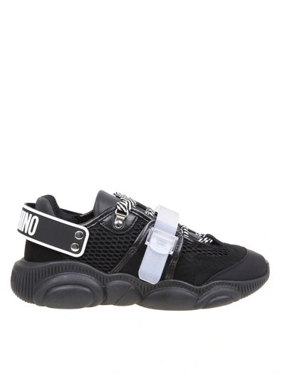 Shop Moschino Teddy Roller Skates Sneakers In Black