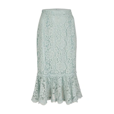 Shop Dolce & Gabbana Lace Skirt In Light Blue