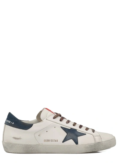 Shop Golden Goose Superstar Classic Sneakers In White/night Blue