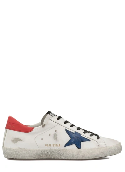 Shop Golden Goose Superstar Classic Sneakers In White/bluette/red