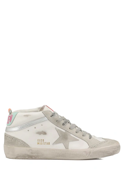 Shop Golden Goose Mid Star Classic Sneakers In White/ice/silver/turquoise