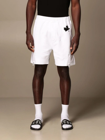 Shop Dsquared2 Short  Jogging Bermuda Shorts In Cotton And Nylon In White