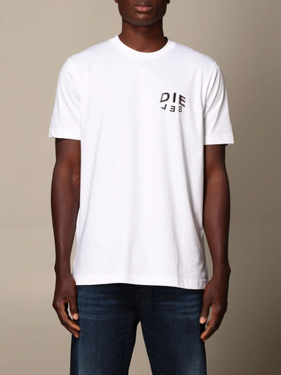 Shop Diesel Cotton T-shirt With Logo In White