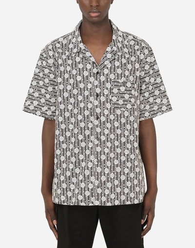 Shop Dolce & Gabbana Geometric-print Cotton Hawaiian Shirt In Multicolor