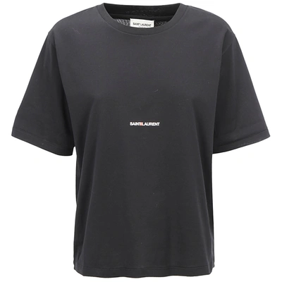 Shop Saint Laurent Women's T-shirt Short Sleeve Crew Neck Round In Black