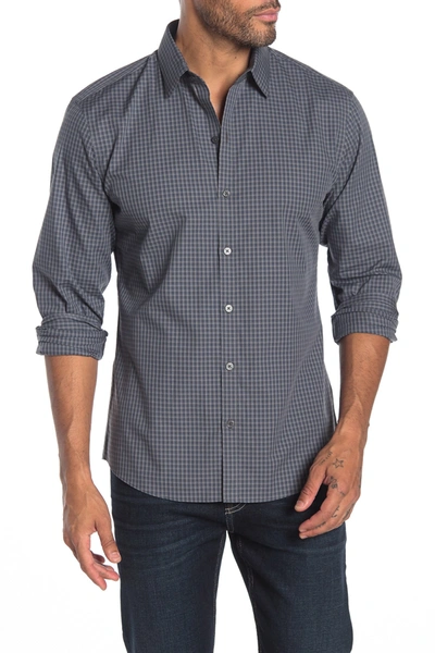 Shop Zachary Prell Mini Check Long Sleeve Shirt In Grey