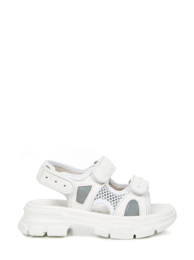 Shop Gucci Junior Flashtrack Sandals In White