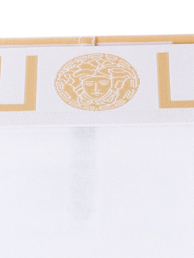 Shop Versace Greca Border High-waisted Briefs In White