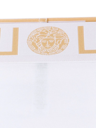 Versace Greca-border Stretch Cotton Thong In White