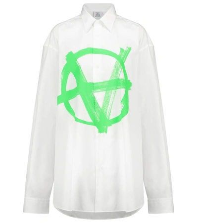 Shop Vetements Anarchy Cotton Shirt In White