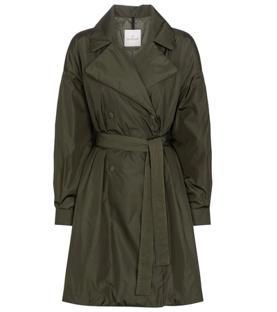 Shop Moncler Meboula Down Trench Coat In Green