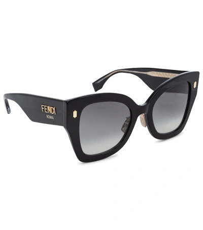 Shop Fendi Roma Acetate Sunglasses In Black