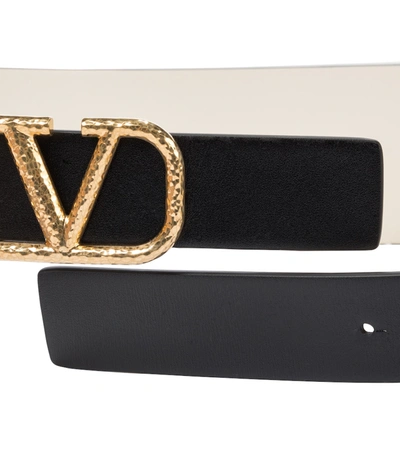 Shop Valentino Vlogo Leather Belt In Black