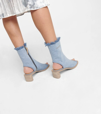 Shop Acne Studios Peep-toe Denim Ankle Boots In Blue