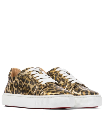 Shop Christian Louboutin Vieirissima Printed Leather Sneakers In Gold