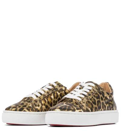 Shop Christian Louboutin Vieirissima Printed Leather Sneakers In Gold