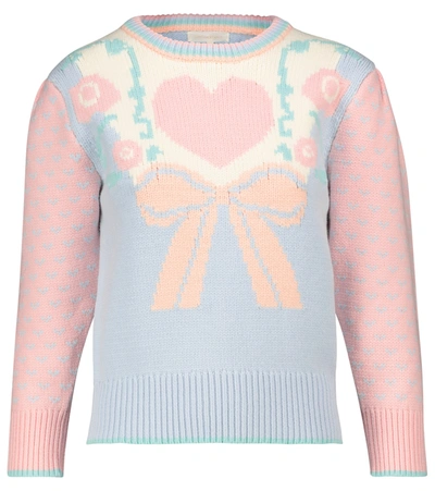 Shop Loveshackfancy Emani Intarsia Cotton-blend Sweater In Pink