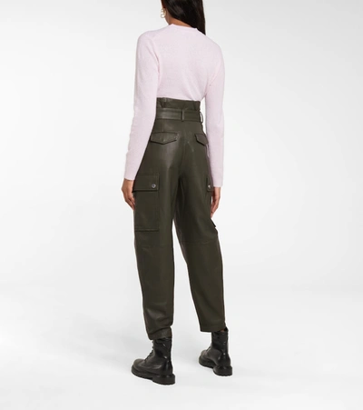 Shop Red Valentino Leather Paperbag Pants In Green