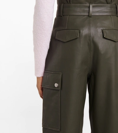 Shop Red Valentino Leather Paperbag Pants In Green