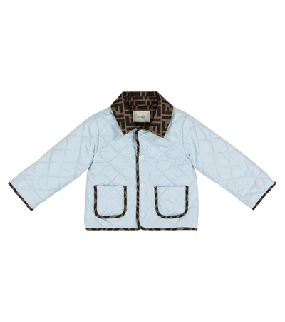 Shop Fendi Baby Quilted Jacket In Blue