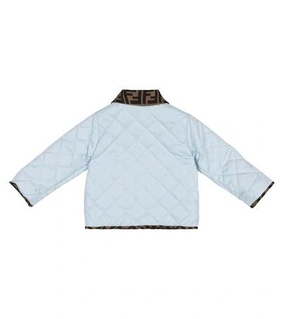 Shop Fendi Baby Quilted Jacket In Blue