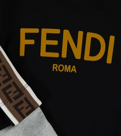 Shop Fendi Logo Cotton Hoodie In Black