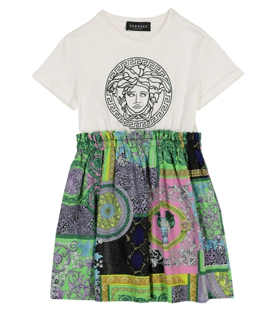 Shop Versace Barocco Patchwork Cotton Dress In White