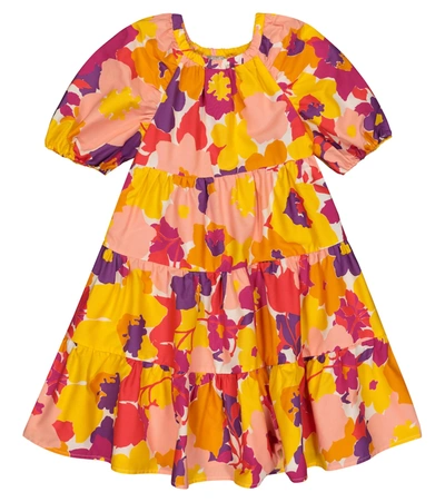 Shop Il Gufo Floral Cotton Poplin Dress In Multicoloured