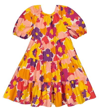 Shop Il Gufo Floral Cotton Poplin Dress In Multicoloured