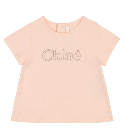 Chloé Pink T-shirt For Babygirl With Logo In Pink