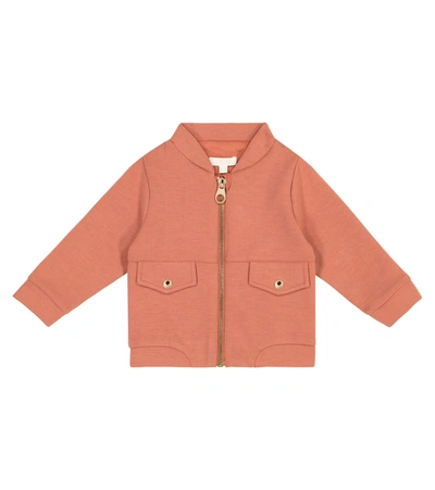 Chloé Logo-embellished Stretch-woven Bomber Jacket 6-36 Months In Red