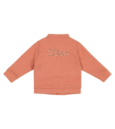 Chloé Logo-embellished Stretch-woven Bomber Jacket 6-36 Months In Red