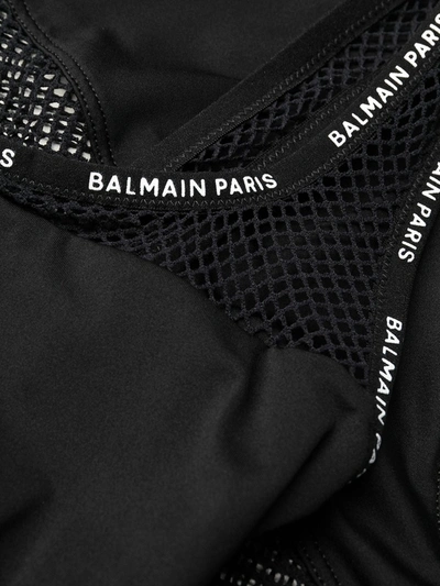 Shop Balmain Mesh Bandeau-effect Bodysuit In Black